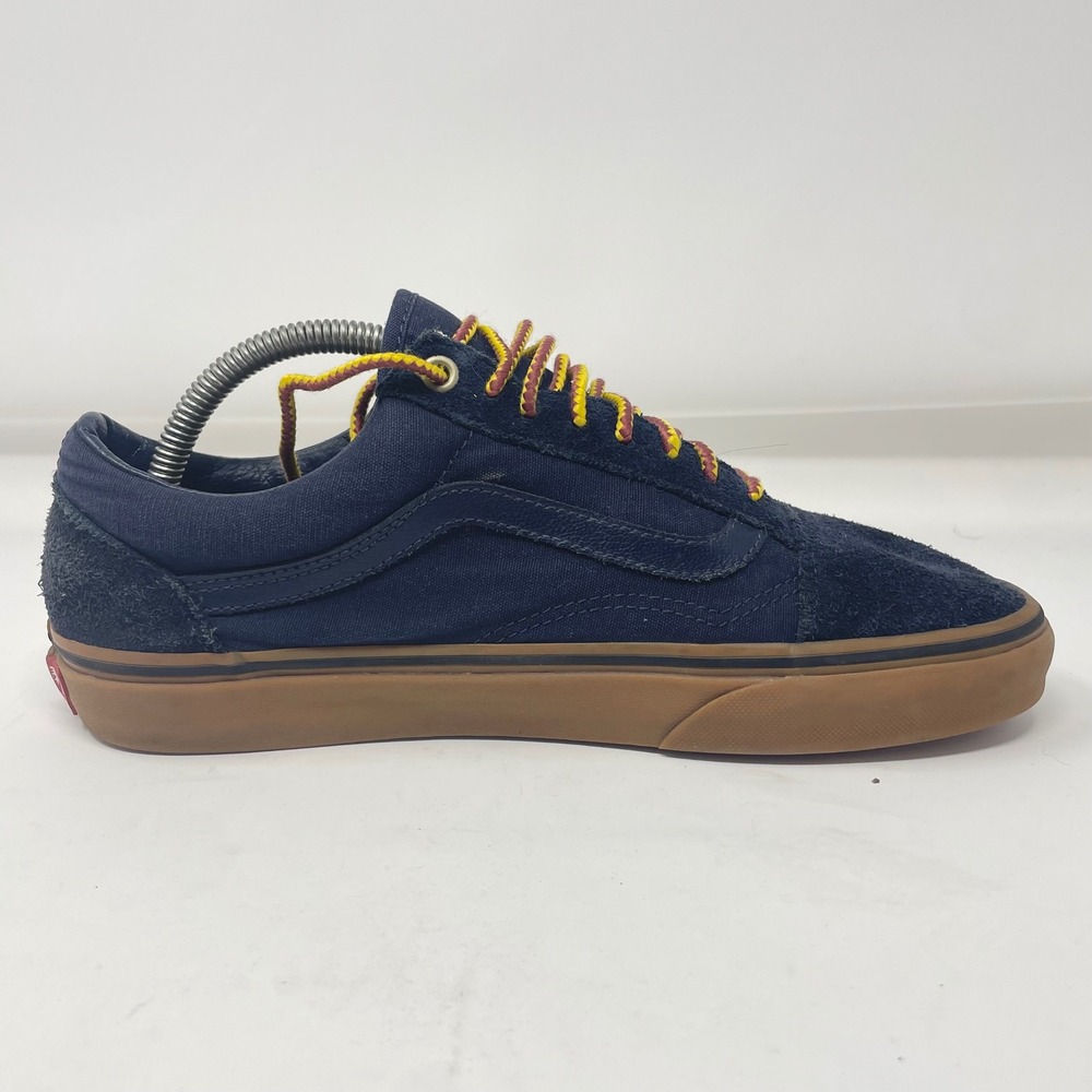 Vans Old Skool Navy Blue Suede Canvas Gum Sole Hiking Laces Mens 8 Womens 9.5